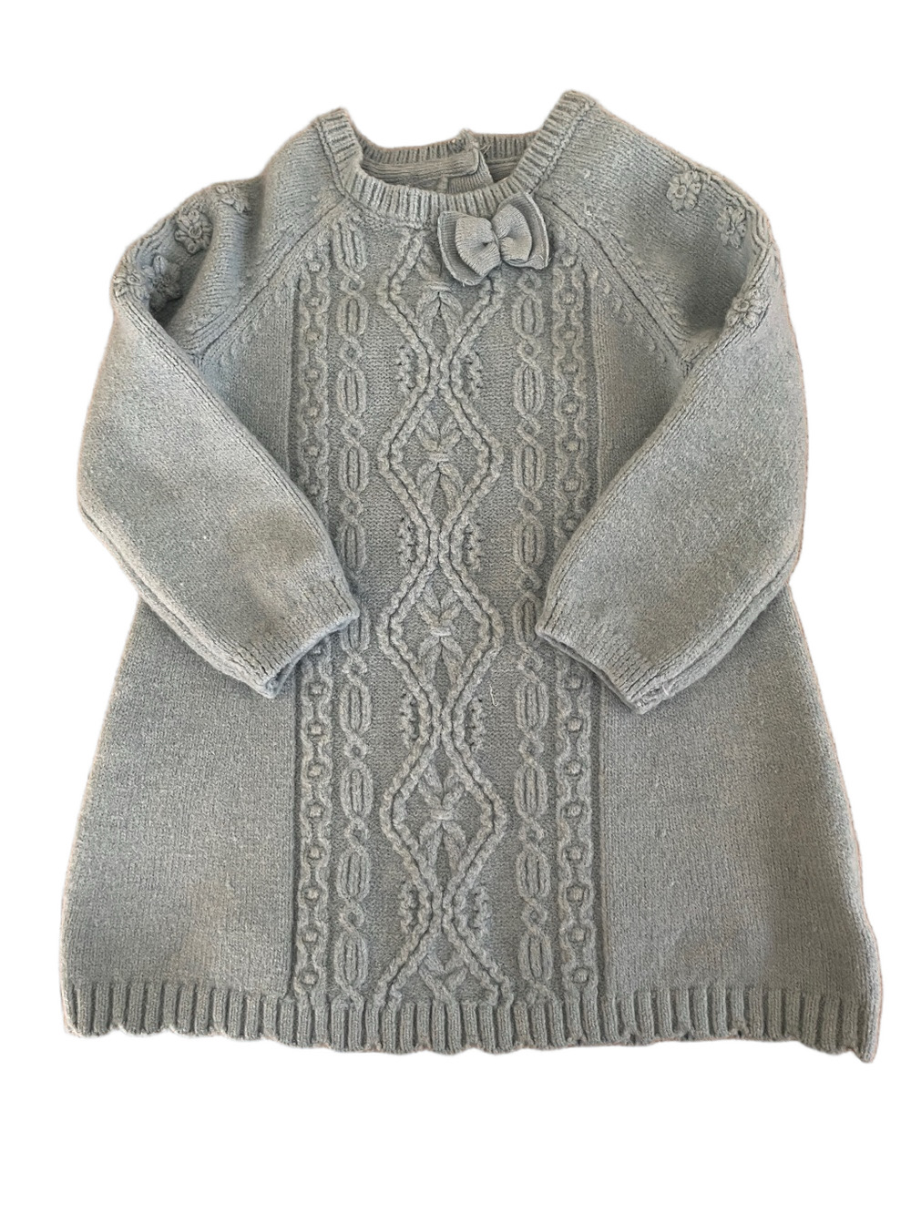 Rachel Zoe Pale Blue Cable-Knit Bow Dress 6-9 Mo.